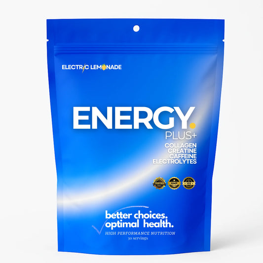 ENERGY:  A Clean Blend of Organic Grass Fed Collagen Peptides, with a Boost of Caffeine and Balanced Electrolytes for Hydration.
