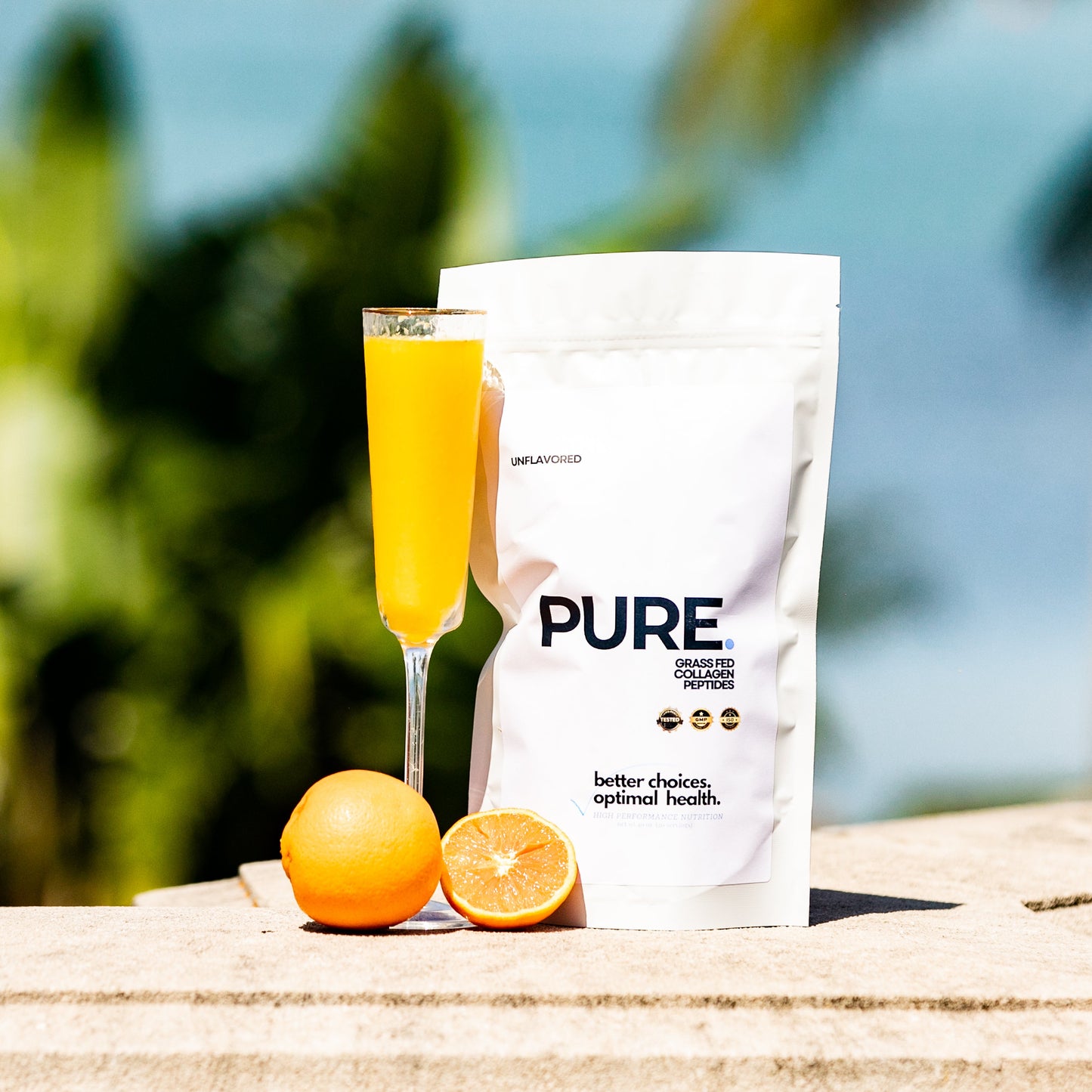PURE:  A clean blend of grass fed collagen peptides, enriched himalayan pink salt for electrolyte balance and bioavailability