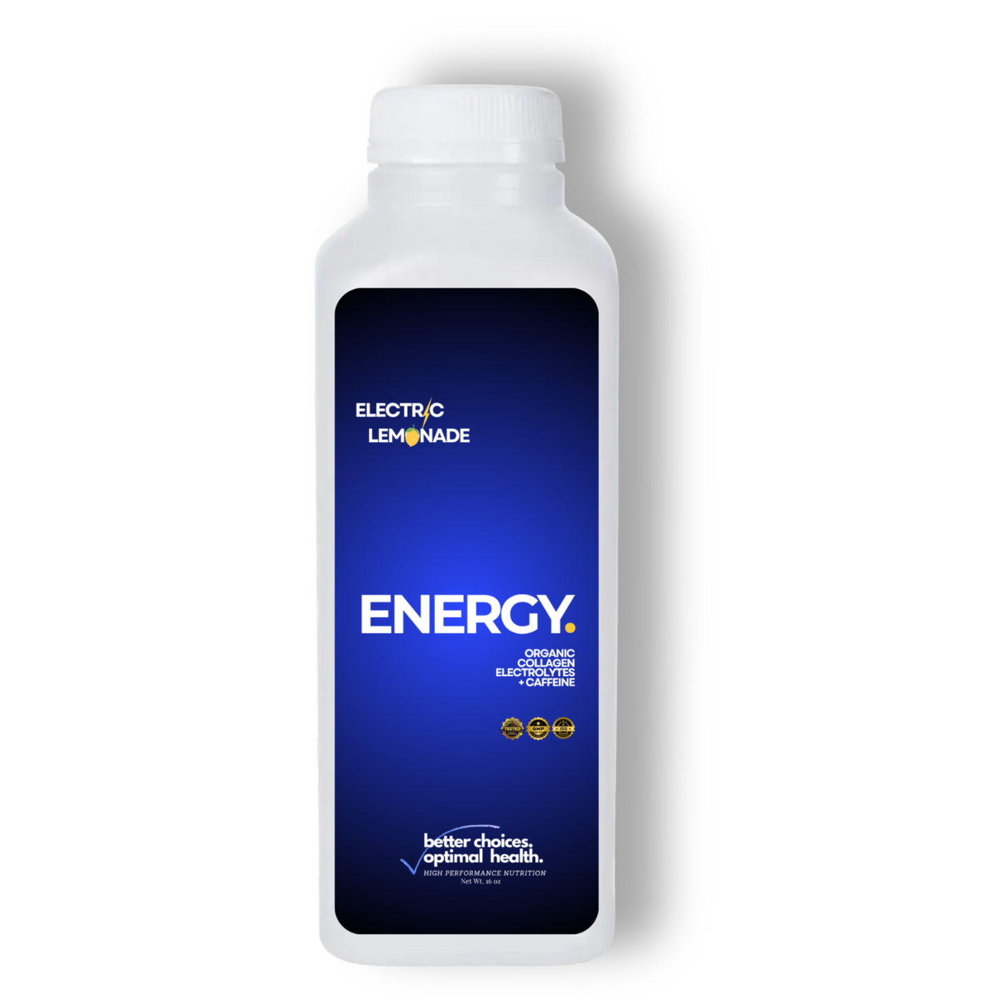 ENERGY:  A Clean Blend of Organic Grass Fed Collagen Peptides, with a Boost of Caffeine and Balanced Electrolytes for Hydration.