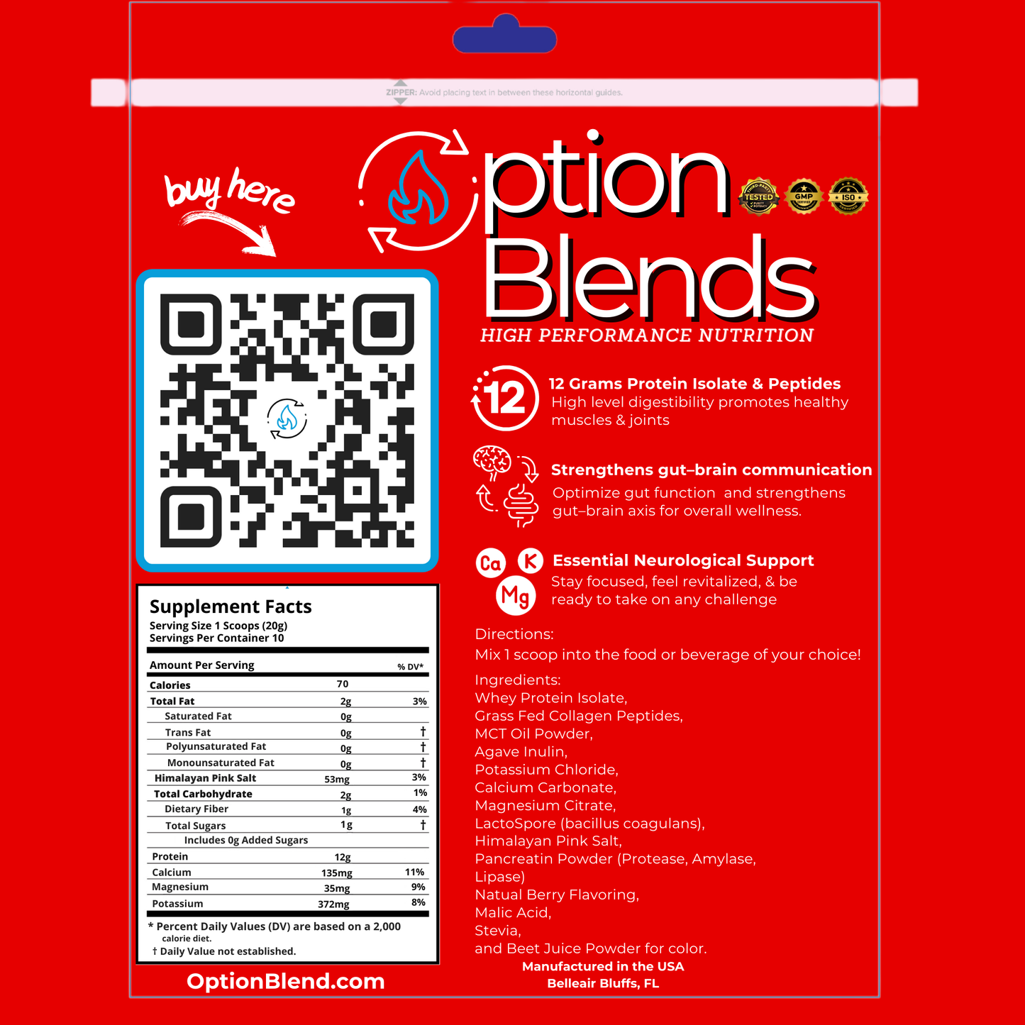 IGNITE: A fusion of collagen peptides, protein isolates, expertly balanced electrolytes, and a focused dose of MCT's to deliver immediate ketone energy while promote optimal gut-brain communication support.