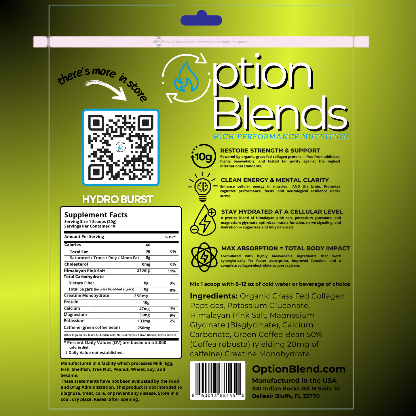 EVOLVE:  A Clean Blend of Organic Grass Fed Collagen Peptides, with Creatine Monohydrate, Caffeine and Balanced Electrolytes for Hydration.